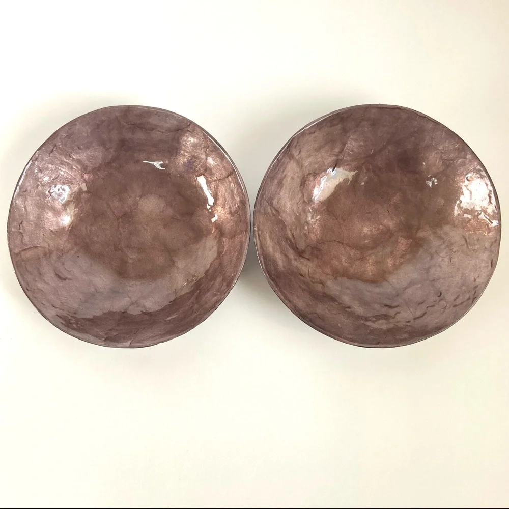 2 Z Gallerie Capiz Shell Bowls in Dark Amethyst